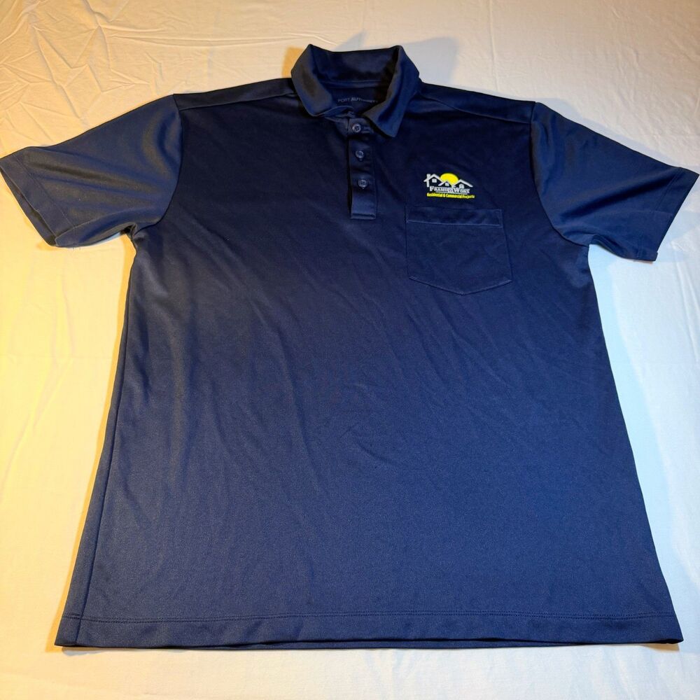 Port Authority M Performance Polo Men Navy Polyester Pocket Embroidered Workwear